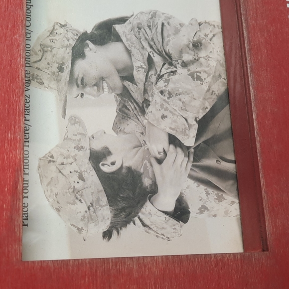 Wood Patriotic Frame Heart Ornament Kitchen Dish Towel Set American USA Military - Picture 5 of 13